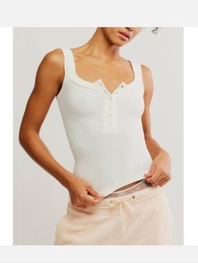 NWT Free People Clean Slate Ivory Henley Tank. L/XL